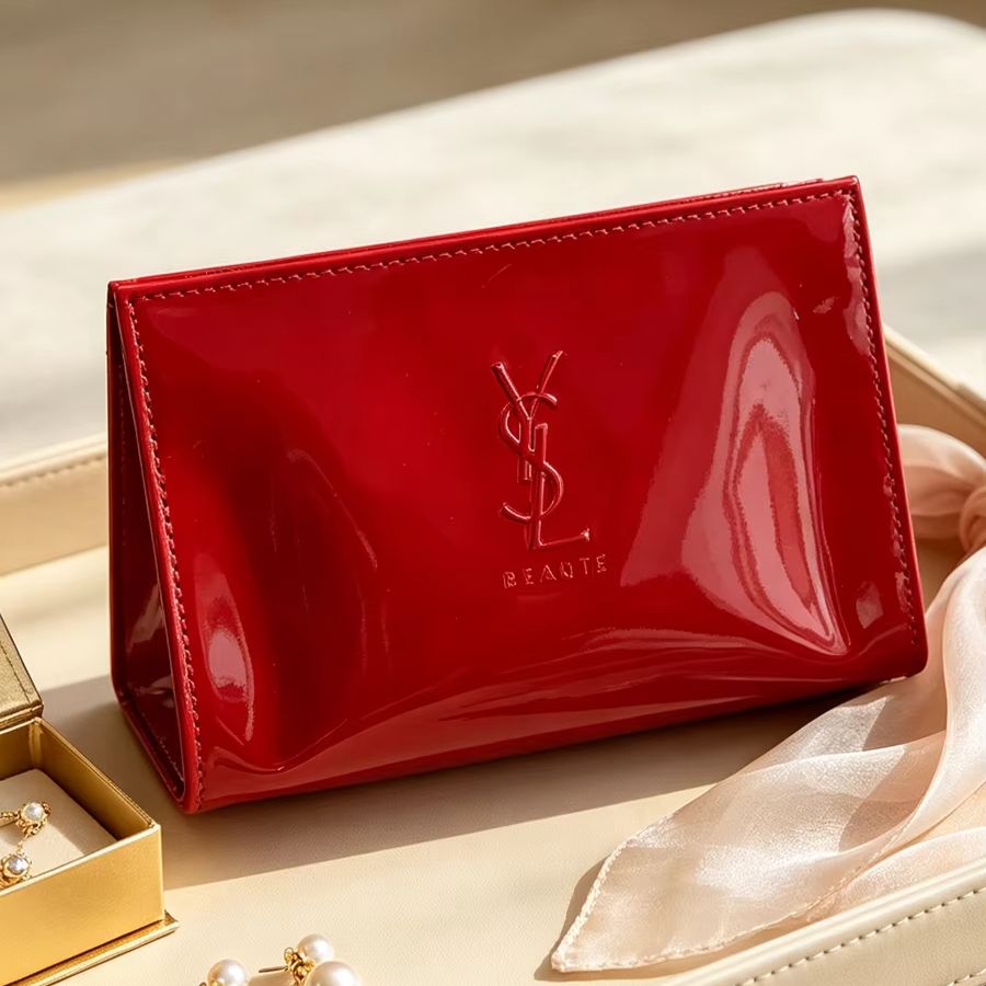 Luxury Skincare Logo - Косметичка YSL из красной лакированной кожи
